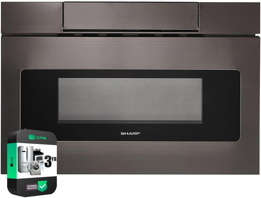 Sharp SMD2470AH 24 inch 1.2 cu. ft. 950W Microwave Drawer Oven Black Stainless Steel Bundle with 3 YR CPS Enhanced Protection Pack