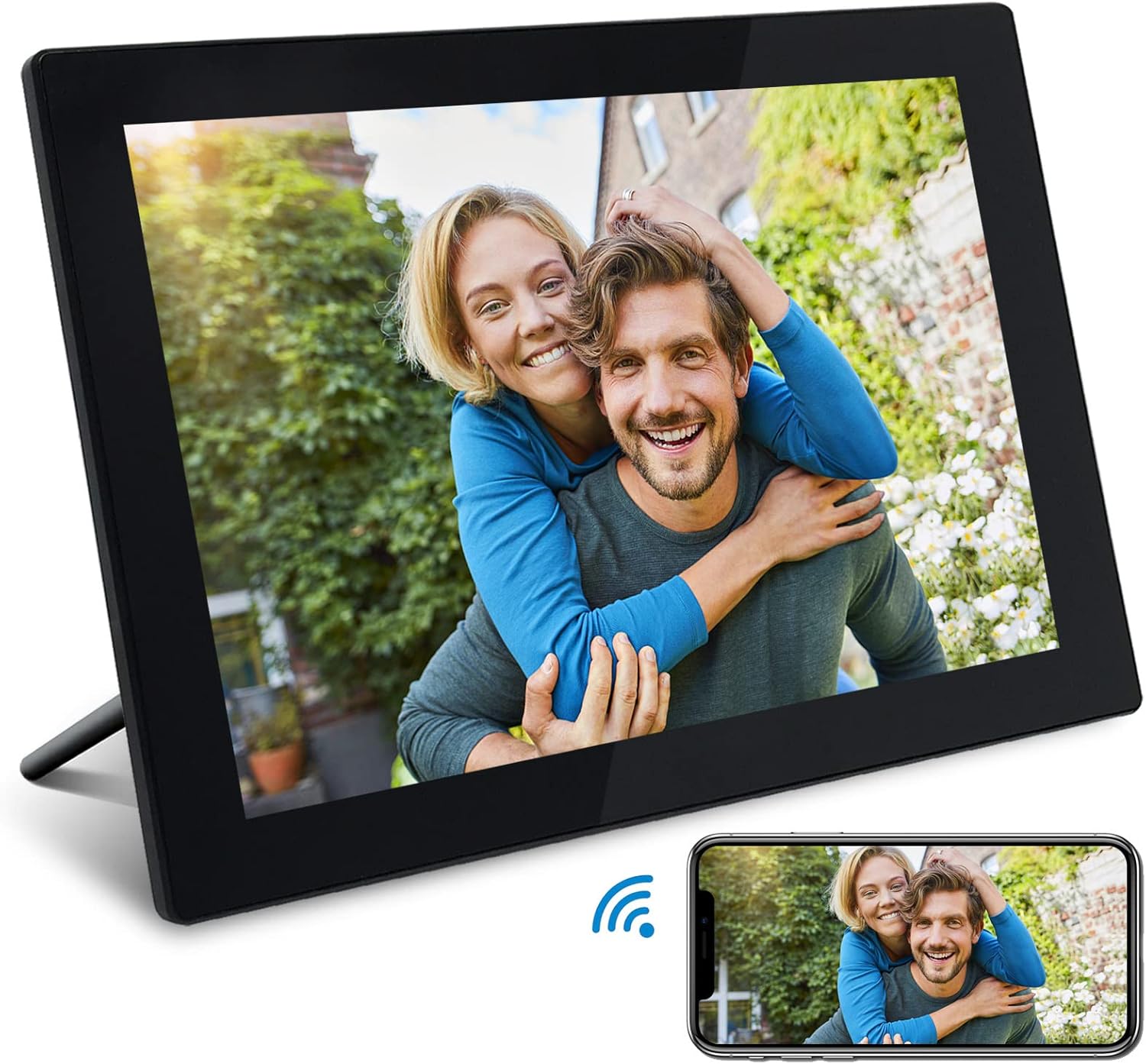 FRAMEO Smart Digital Photo Frame WiFi 10.1 Inch 1920×1200 FHD IPS Touch Screen, 16GB Storage, Support USB/SD Card, Auto-Rotate, Wall-Mountable, Easy Share Photos or Videos via Free App