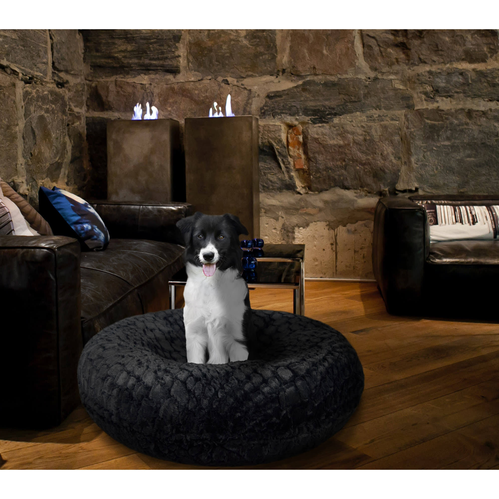Bessie and Barnie Signature Serenity Black Luxury Extra Plush Faux Fur Bagel Pet/ Dog Bed, Size: Xs - 24 inch