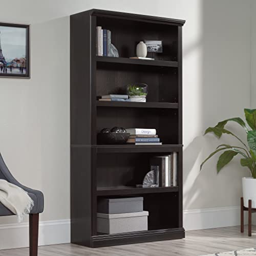 Sauder 5 Tier Book Shelf Wooden Bookcase Multipurpose Bookshelf for Home Office, Living Room, in Chalked Chestnut