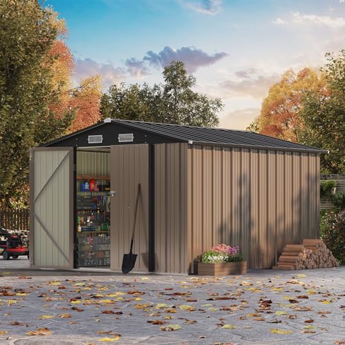 Patiowell 3 x 3 FT Outdoor Storage Shed,Small Garden Tool Storage Shed with Sloping Roof and Single Lockable Door, Outdoor Shed for Backyard Garden Patio Lawn, Grey