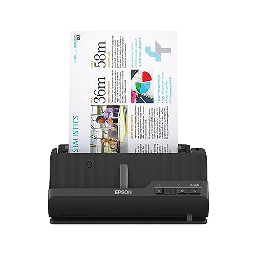 Epson - Workforce ES-C320W - Wireless Compact Desktop Document Scanner - 2-Sided Scanning and Auto Document Feeder - Paper and Card Scanner - Black