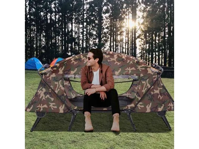 Folding Single Camping Tent Cot Portable Outdoor Hiking Bed Rain Fly