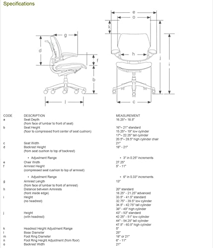 Humanscale Freedom Office Chair - Ergonomic Work Chair with Standard Height Adjustable Duron Arms - Wheels for Carpet - Graphite Frame with Crocus Lotus Fabric