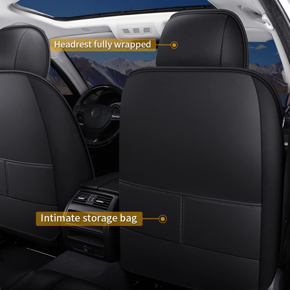 Car Seat Covers Waterproof Full Set Seat Covers Fit for 1996-2017 Toyota Camry Leather&Linen Vehicle Cushion Cover Compatible with Airbag