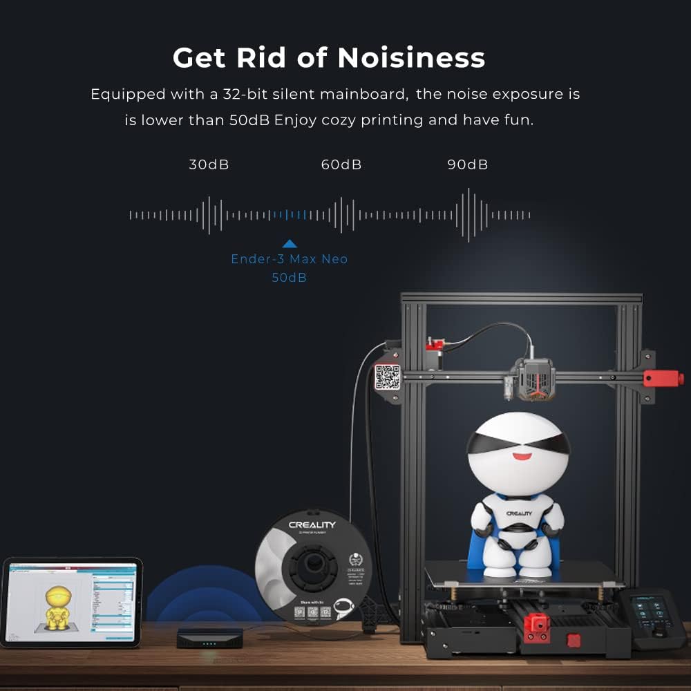 Creality Ender 3 Max Neo FDM 3D Printer Ender 3 Max Upgraded with CR Touch Automatic Leveling Dual Z-axis Red Metal Extruder 32-bit Silent Mainboard 11.8 x 11.8 x 12.6 Build Volume