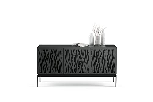 BDI Furniture Elements 8777-59.25'' TV Stand for TVs up to 70" with Decorative Wheat Door Pattern, Cable Management, Remote-Friendly Doors, Natural Walnut