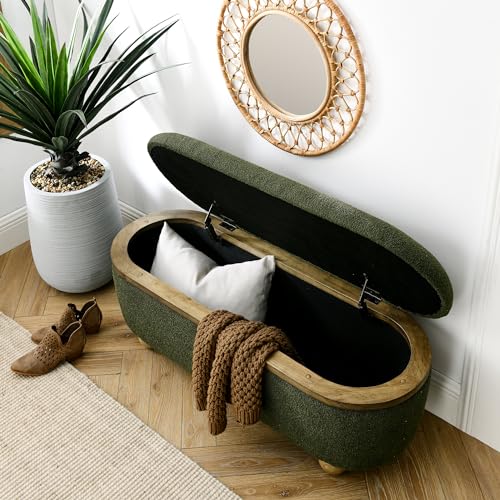 Storage Ottoman Bench, Upholstered End of Bed Ottoman Bench with Storage and Seating - Perfect for Bedroom, Living Room, and Entryway - Stylish Foot Rest and Storage Solution (Dark Blue)