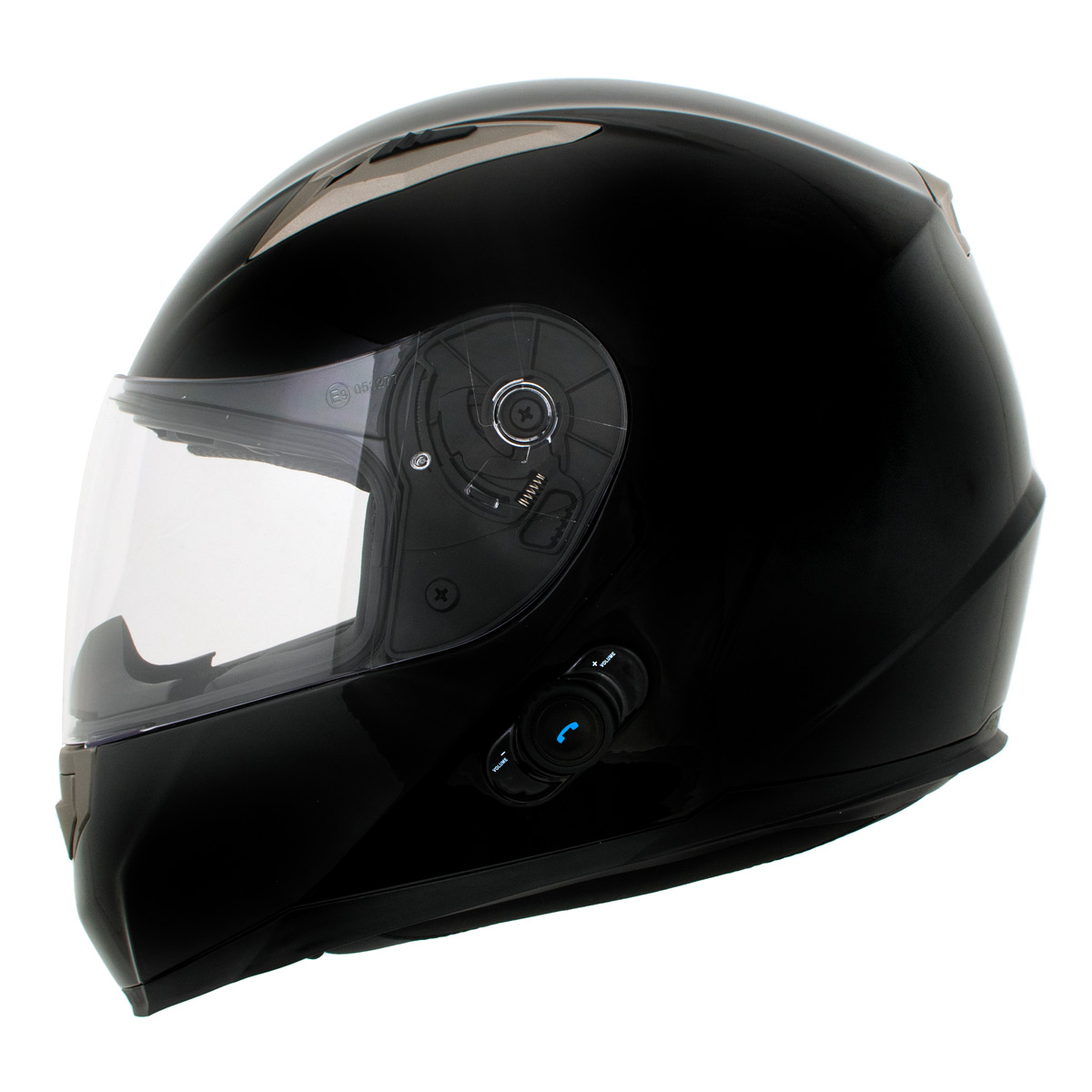 Milwaukee Helmets H510 Gloss Black 'Chit-Chat' Full Face Motorcycle Helmet w/ Intercom - Built-in Speaker and Microphone for Men / Women Medium