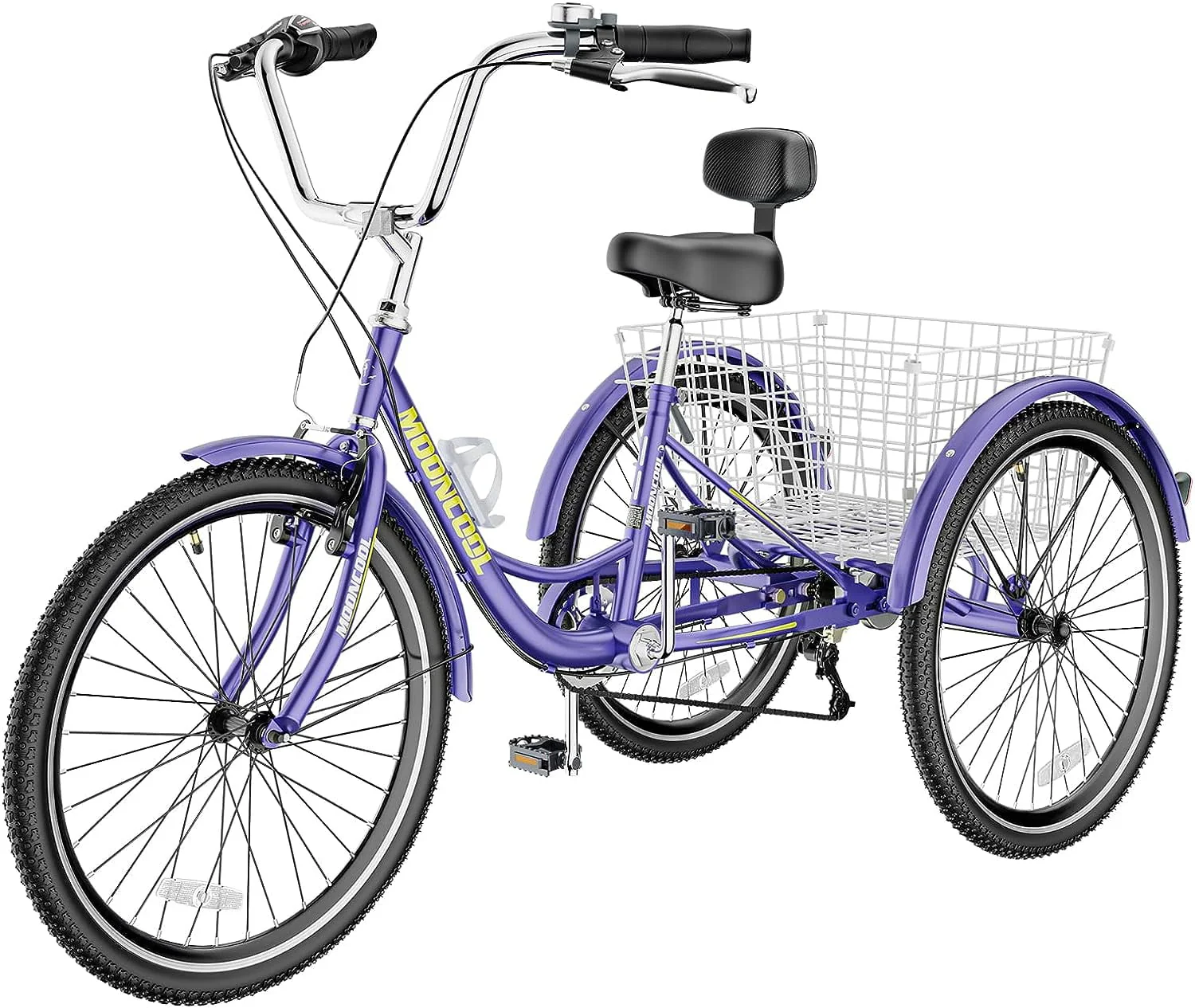 FICISOG 26 Adult Tricycle, 3 Wheel 7 Speed Bikes,450lbs Capacity Cruise Trike with Shopping Basket