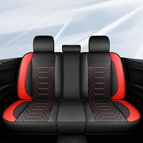 FREESOO Car Seat Covers Leather Seat Cover Full Set Beige Automotive Cushion Protector Accessories Airbag Compatible Universal Fit 5 seats Vehicle