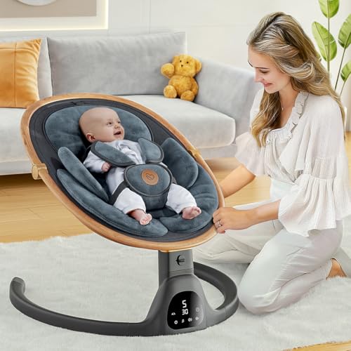 Baby Swings for Infants, Fasonbaby Bluetooth Infant Swing with Music Speaker with 3 Seat Positions, 5 Speeds and Remote Control - Portable Baby Swing for Indoor and Outdoor (White)