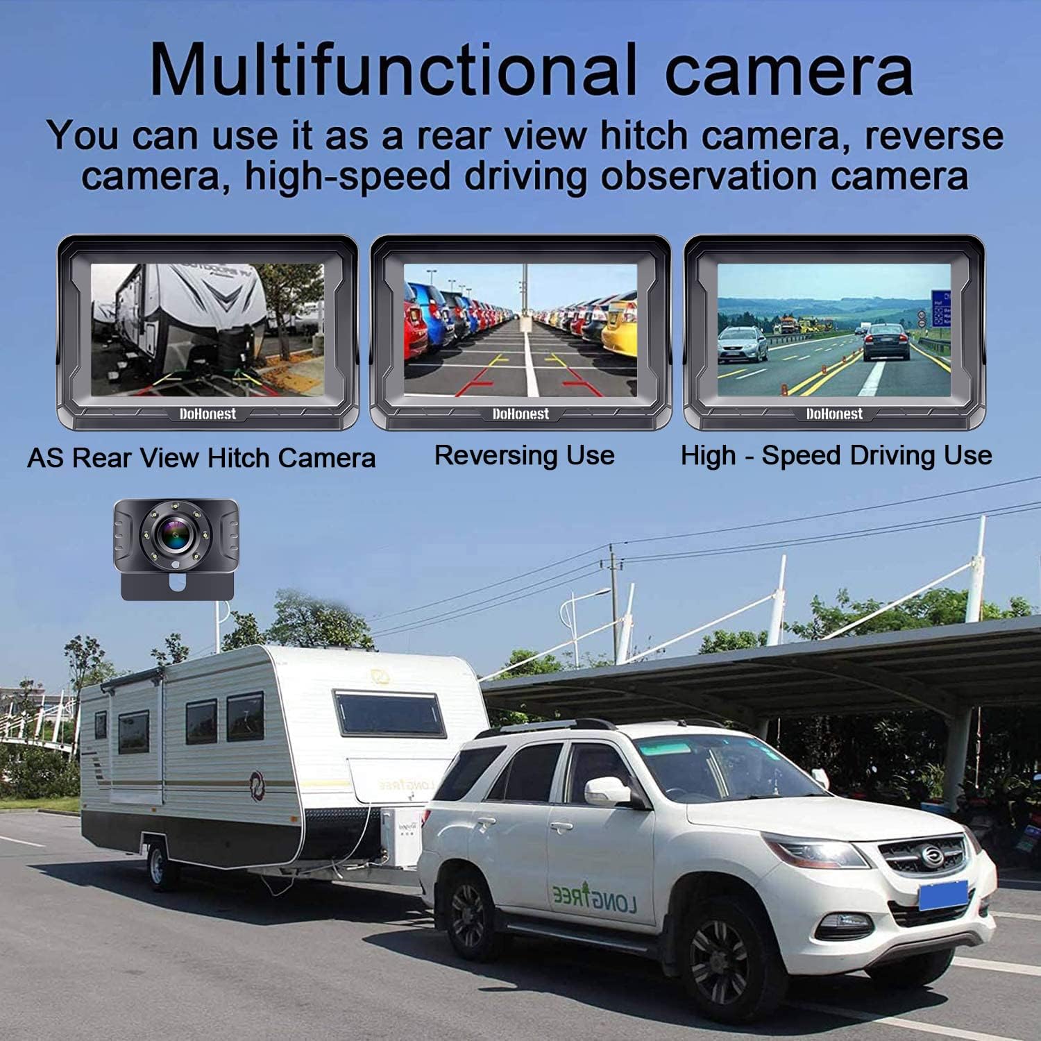 Backup Camera HD 1080P Rear View Monitor Kit Night Vision Waterproof Reverse Camera for Car Truck Pickup Minivan DIY Grid Lines DoHonest S01 Pack of 2