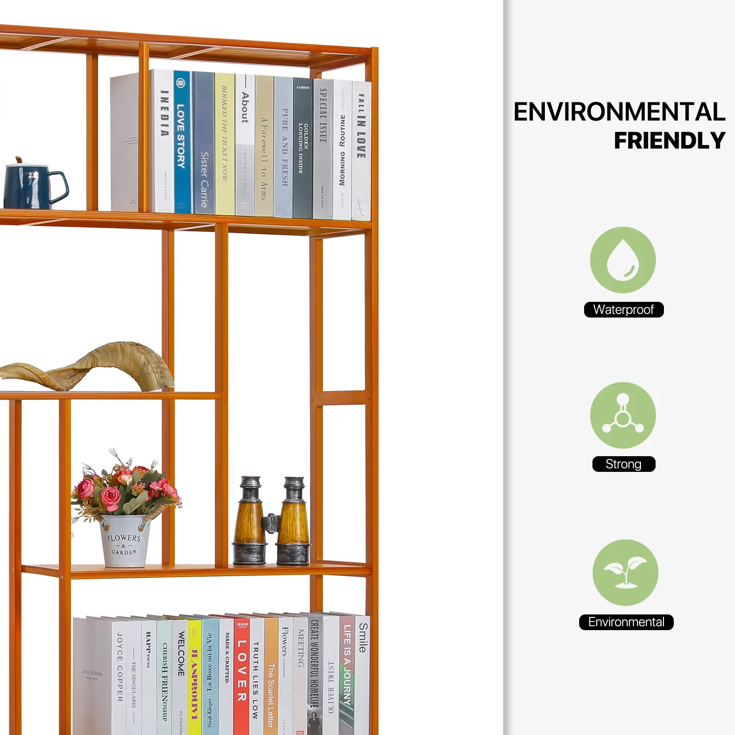 Magshion Bamboo 6 Tiers Modern Bookshelf, Open Bookcase, Books Display Shelf, Brown, for Home