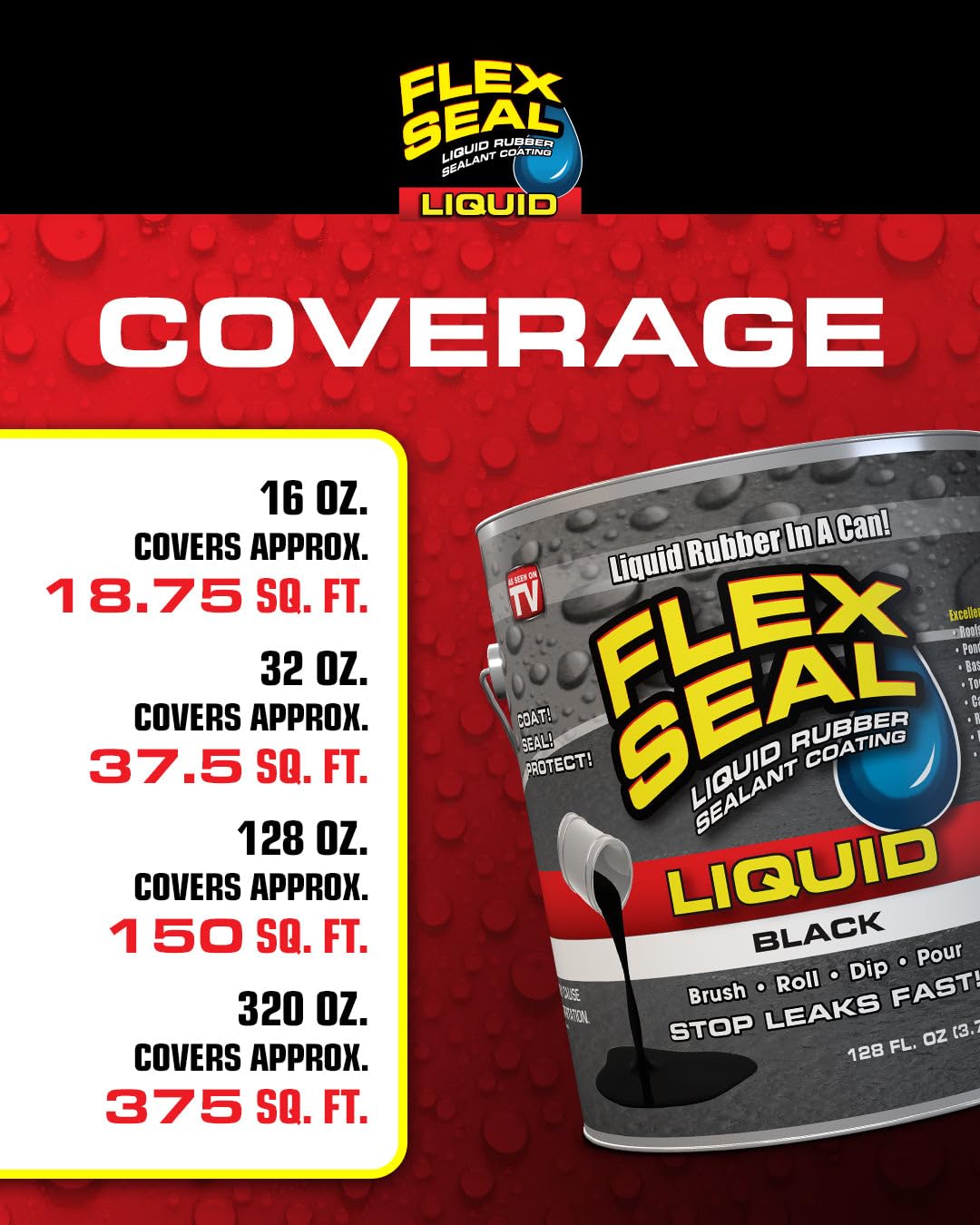 Flex Seal Liquid, Liquid Rubber Coating Sealant, Waterproof, Flexible, Breathable, and UV Resistant, Roof Repair, Basements, RV, Campers, Trailers, Marine, EPDM, Masonry, 1 Gallon, Black