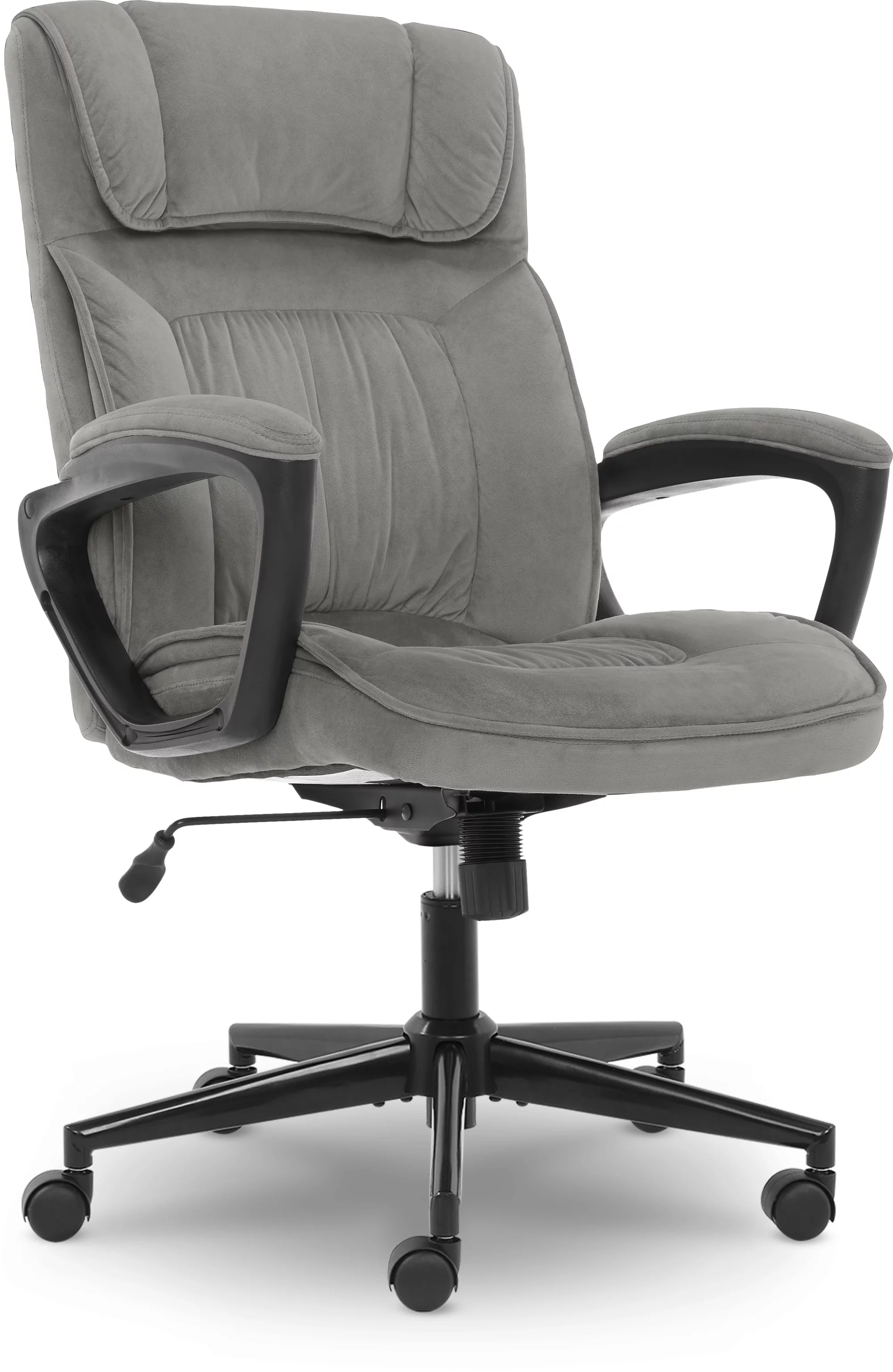Serta Hannah Microfiber High Back Executive Office Chair with Arms, 250 lb. Capacity, Gray