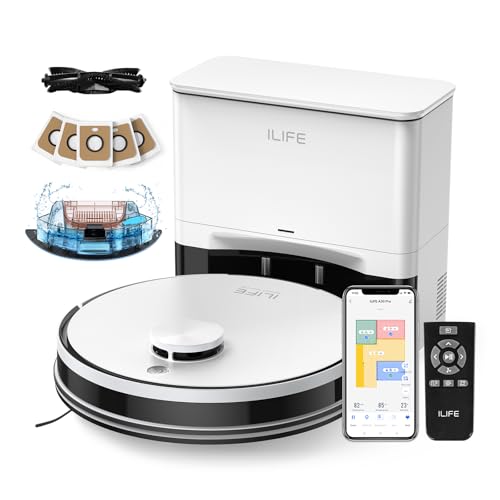 ILIFE V3s Pro Robot Vacuum Cleaner, Tangle-free Suction , Slim, Automatic Self-Charging Robotic Vacuum Cleaner, Daily Schedule Cleaning, Ideal For Pet Hair，Hard Floor and Low Pile Carpet,Pearl White