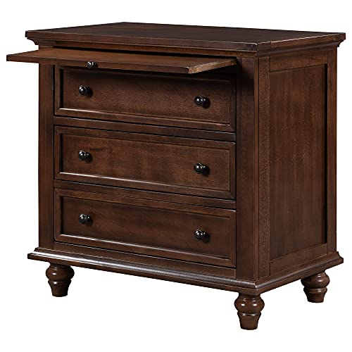 Knocbel 3-Drawer Nightstand with Pull-Out Tray, Wooden Bedside Night Stand Sofa Side End Table with Legs, 110lbs Weight Capacity, 28.1" H x 28" W x 16.9" D (Blue)