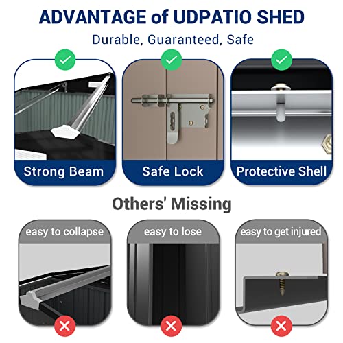 UDPATIO Outdoor Storage Shed 6 x 6 FT, Resin Garden Sheds with Floor Plastic Patio Outdoor Storage Shed with Lockable Door for Tool, Bike, Garbage Gray White