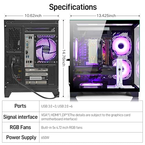 LXZ Gaming PC Desktop - Ryzen 5 5500 | GeForce RTX 3050 6GB | 16GB DDR4 | 1TB NVME SSD | DP/HDMI/DVI, Prebuilt Tower Computer for Gaming, Home and Office (White)