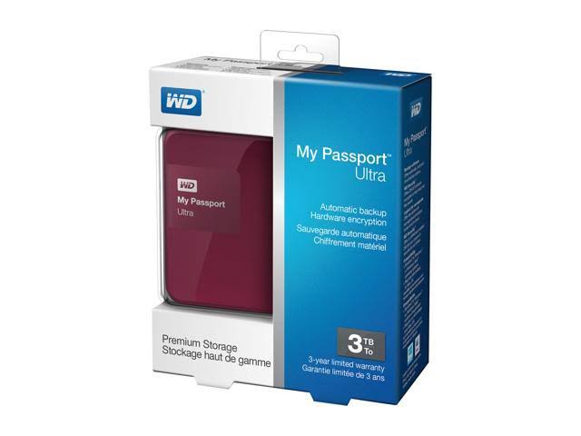 WD 3tb USB 3.0 My Passport Ultra Portable External Hard Drive - Berry