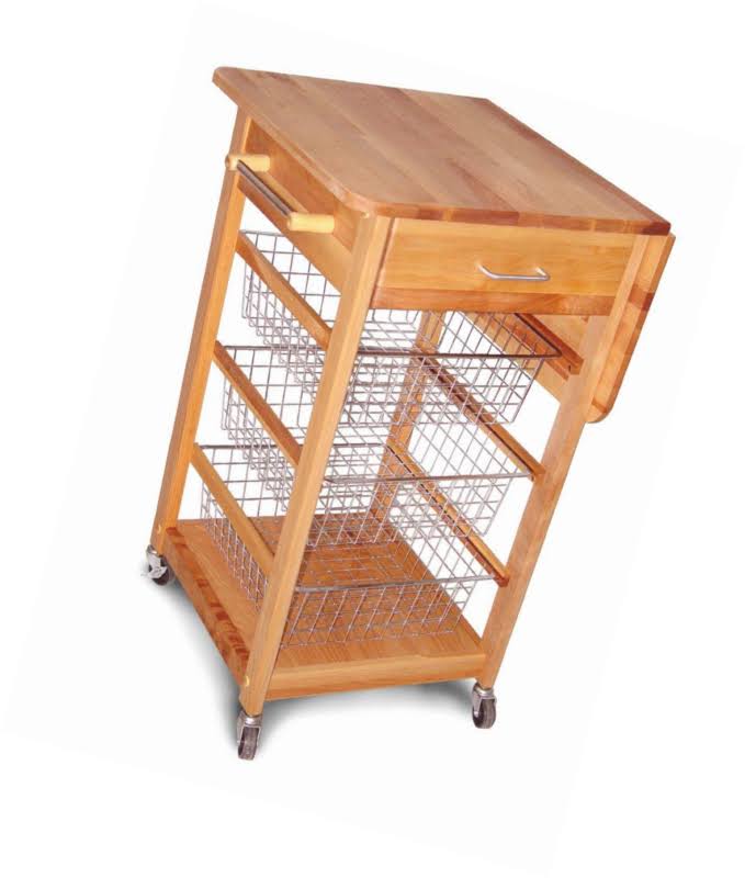 Catskill Craftsmen Basket Kitchen Cart w/ Drop Leaf, 32 3/4 inch W x 21 inch D x 35 3/4 inch H