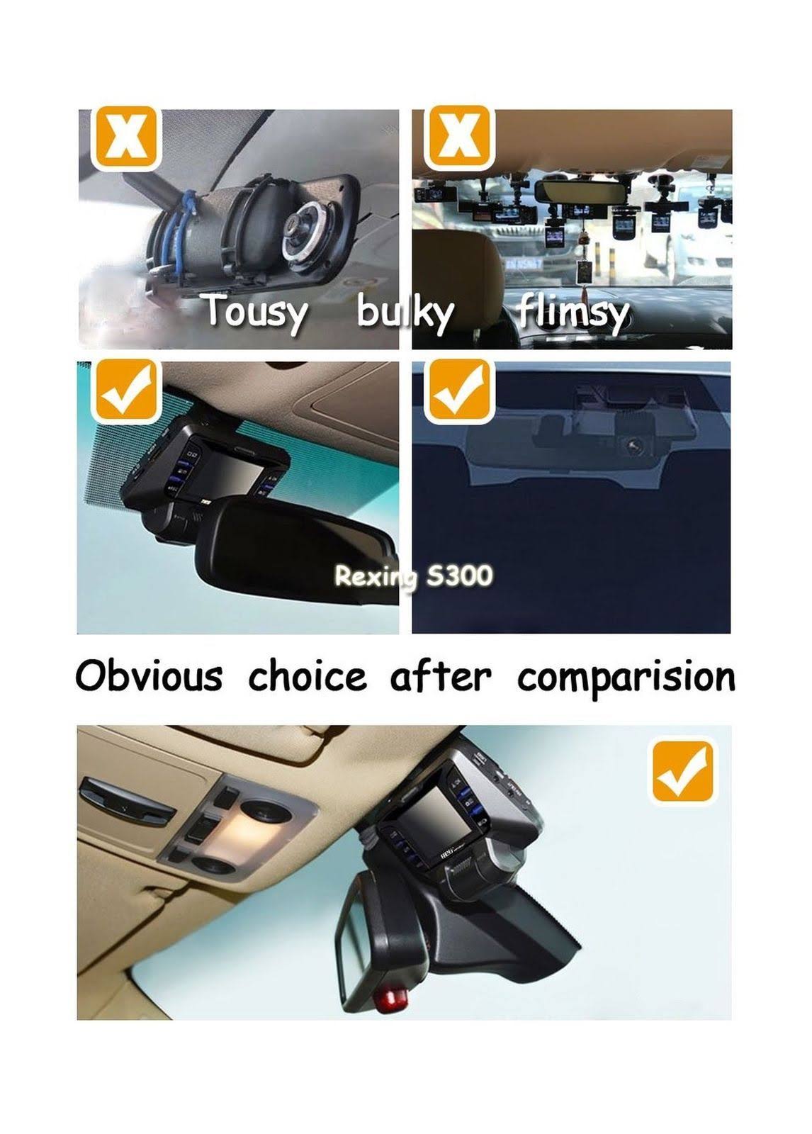 Rexing S300 Dash Cam Pro 1080p 170 Wide Angle Super Night Vision Mode, Stealth Design for Cars 16GB microSD Card Included
