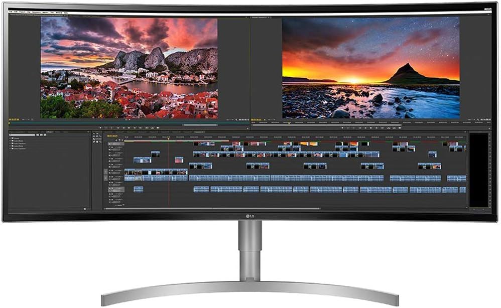 LG 38WK95C-W 38 Inch Class 21:9 Curved UltraWide WQHD+ Monitor with HDR 10 2018 Bundle with Deco Gear HDMI Cable 2 Pack + Gamer Surface Mousepad + Screen Cloth