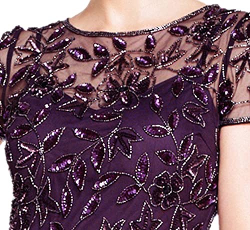 Adrianna Papell Women's Floral Beaded Godet Gown