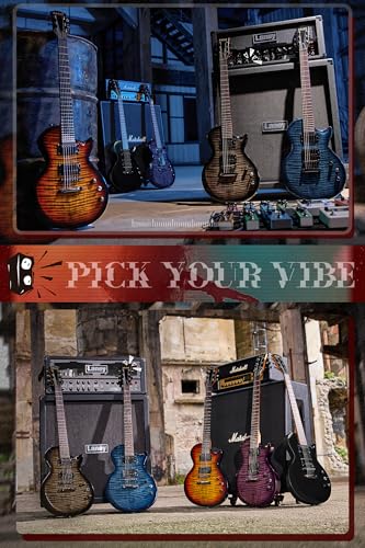 AKLOT Muti-Tone Electric Guitar with Coil-Split: Roasted Maple Neck, Flame Maple Graphic Top, Dual Humbuckers Pickups, Beginner Guitar Kit with Gig Bag, Lesson Book, Strap, Picks, Violet Venom