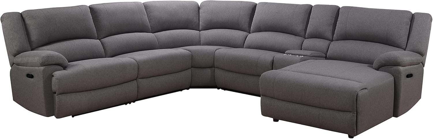 Abbyson Living Fletcher Stain-Resistant Fabric Reclining 6 Piece, Gray Sectional, Large