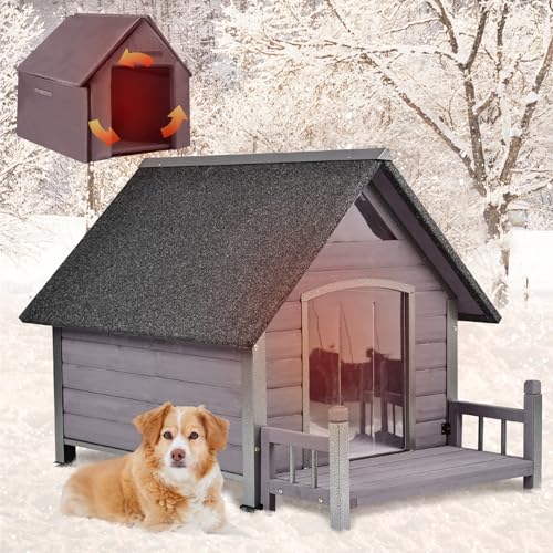 Dog House Outdoor with Liner for Winter 100% Insulated Dog Kennel for Small Medium Large Dogs, Metal Frame