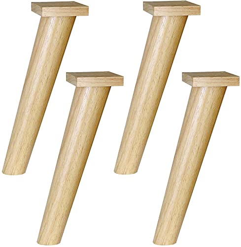 4 Furniture Legs, Rubber Wood Table Legs, Sofa Leg, Fixed Oblique Tapered Wood Pallet, Chair, Replacement TV Cabinet, Wood Color (Size : 49.8cm) (Clear，Wood Color 15.5cm)