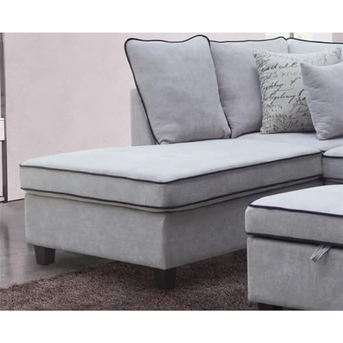 Light Gray Fabric Sectional Sofa with Left-Facing Chaise and Storage Ottoman