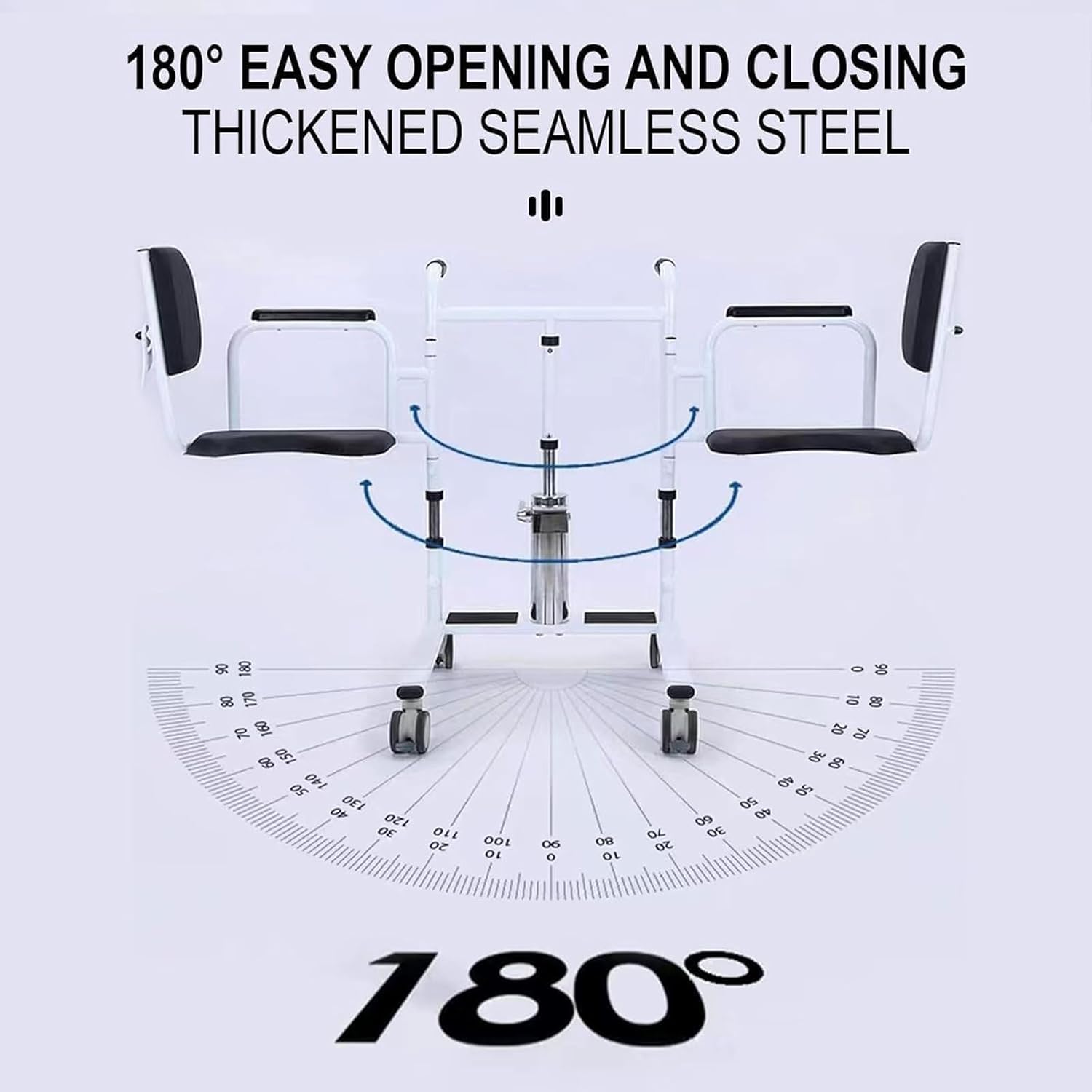 Hydraulic Patient Lift Transfer Chair,4 in 1 Transfer Chair with 180° Split Seat with Toilet and Tray Table, for Nursing Elderly, Load 440Lbs Transfer Wheelchair.
