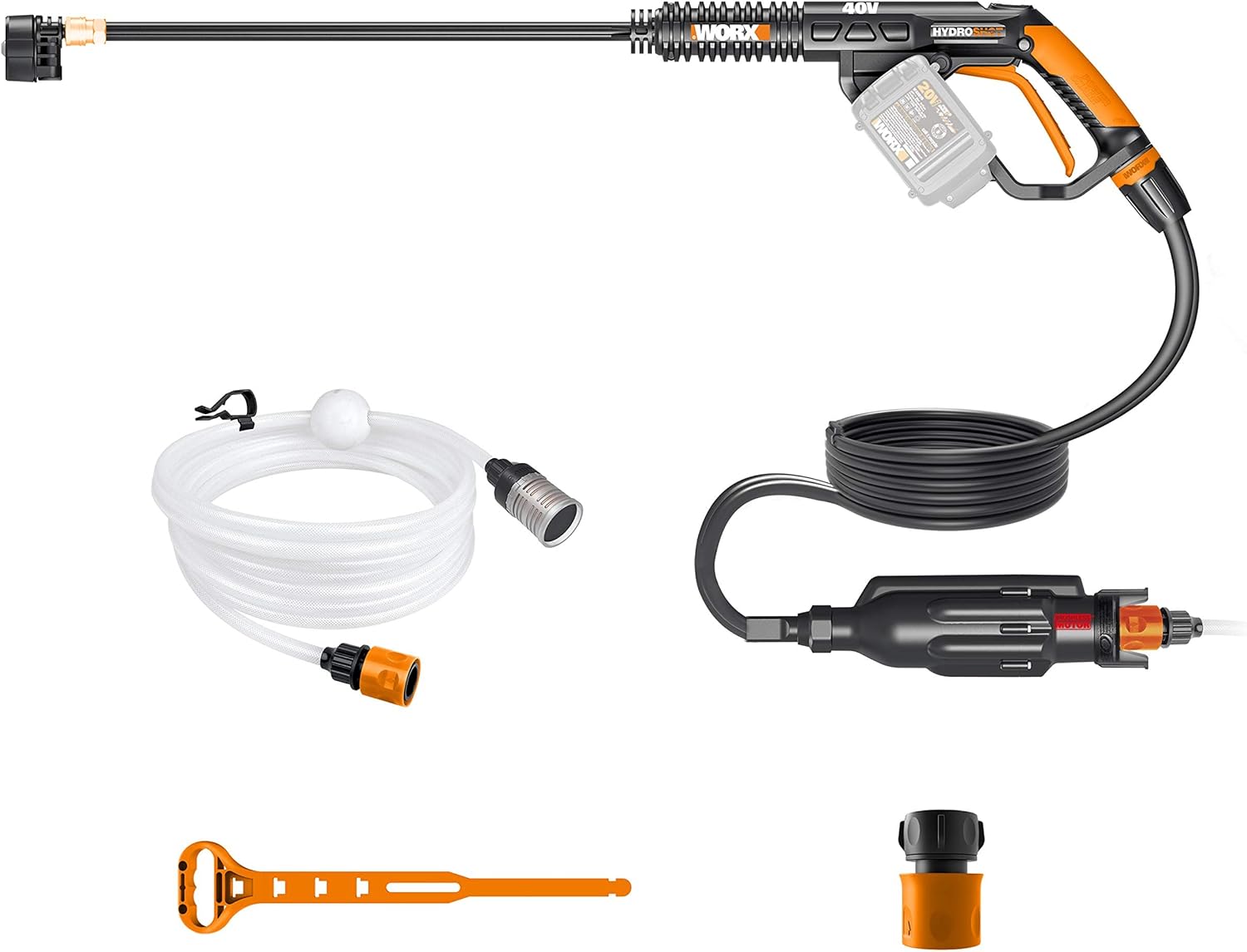 WORX WG620.5 20V 2.0Ah Hydroshot Cordless Portable Power Cleaner, Black and Orange