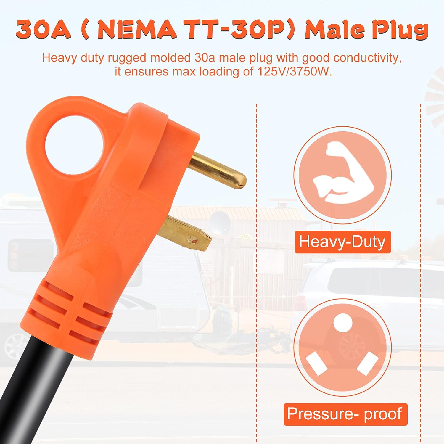 OPL5 30 Amp Male to 50 Amp Female RV Adapter Cord 12inch, Heavy Duty Electrical Adapter with Handle TT-30P Male to 14-50R Female 125V/3750W Generator Adapter for RV Trailer (30A Male to 50A Female)