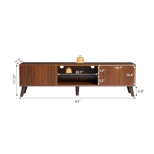 Led TV Stand and Coffee Table Set, Mid Century Modern TV Stand 65 inch TV Table Stand with Sliding Doors, Coffee Table with Storage, Marble Grain Wood Smart Large Living Room Table (Black)