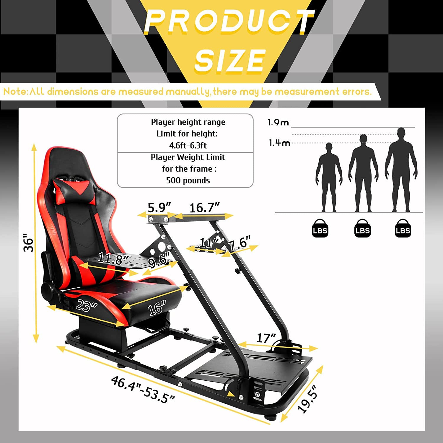 Marada Flight Racing Sim Cockpit with Game Seat Foldable Fit for HOTAS Warthog Thrustmaster Logitech