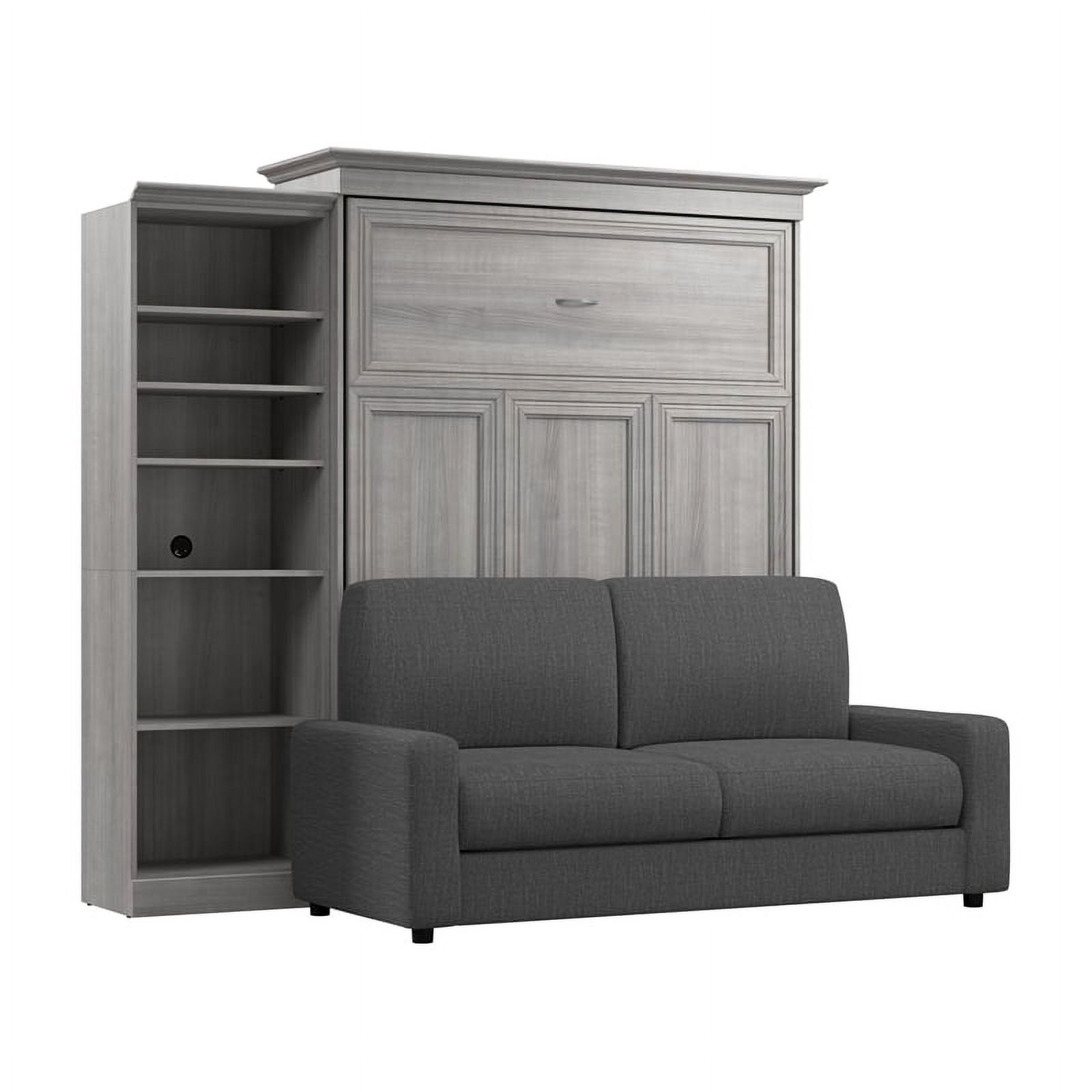 Bestar Versatile Engineered Wood Queen Murphy Bed with Sofa & Organizer in Gray