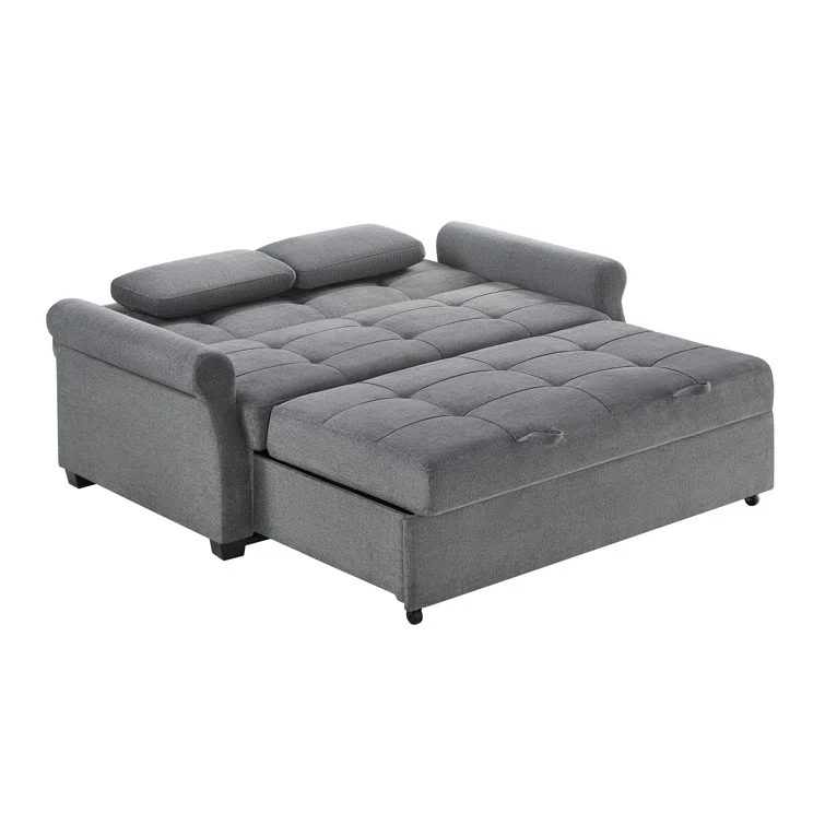 Serta Sabrina 73 Queen Rolled Arm Tufted Back Convertible Sleeper Sofa with Cushions