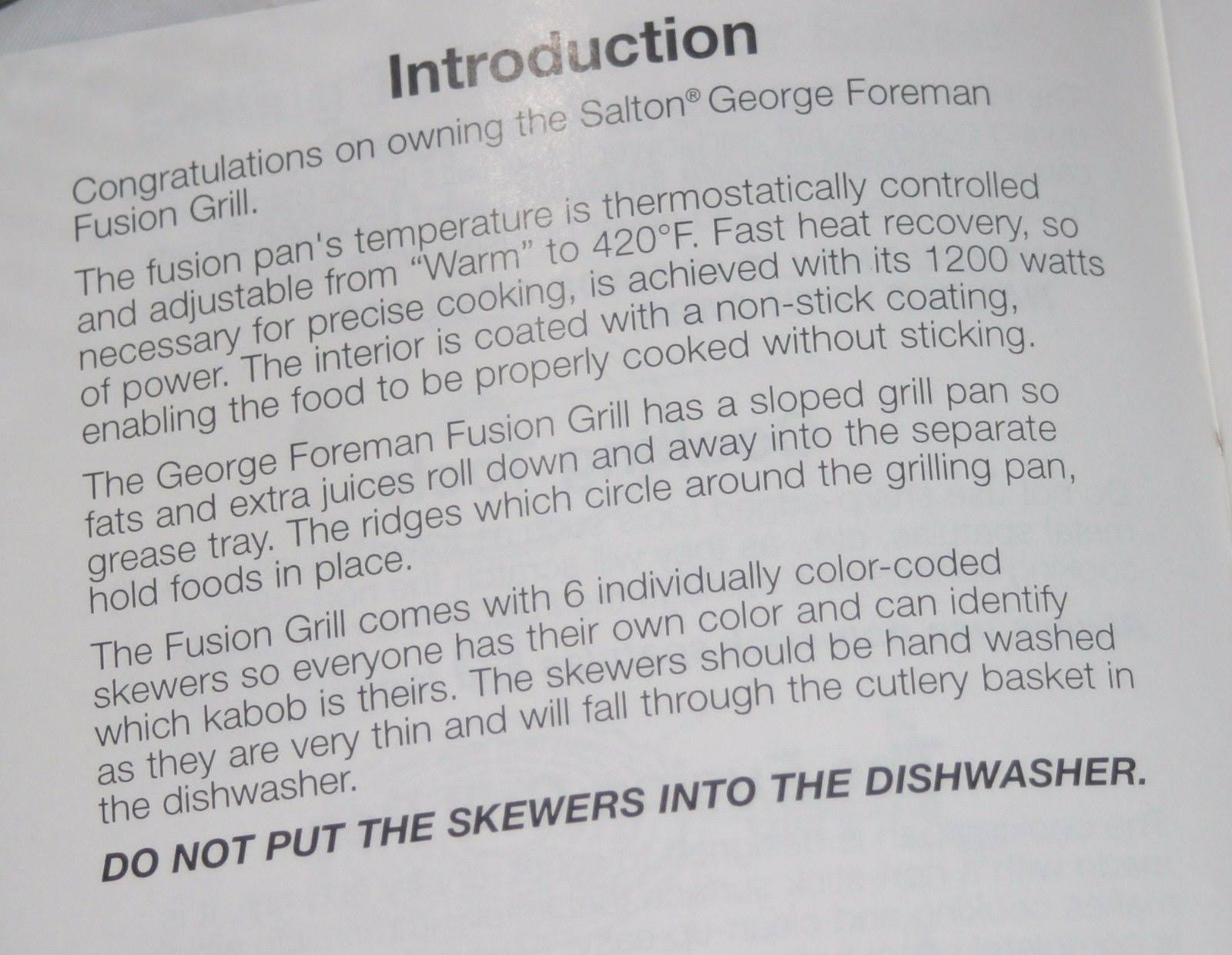 George Foreman Fusion Indoor Grill by Salton Counter Top Gr70 GR70WHT
