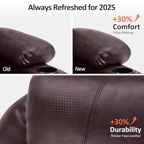 MCombo Power Lift Recliner Chair for Elderly, Lift Chair with Heat and Massage, FSC Certified, USB Ports, Cup Holders, Faux Leather 7040 (Black, Medium)