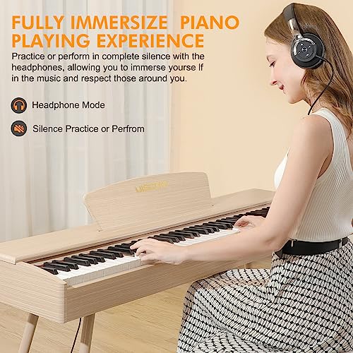 88 Key Weighted Keyboard Piano - Beginner Digital Piano Full Size Multi-Functional Wooden Electric Keyboard with Portable Stand | Power Adapter | Triple Pedal | MIDI Connecting