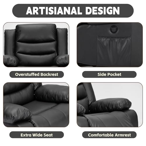 Power Lift Recliner Chair for Elderly, Electric Recliner Chairs with Massage and Heating Funtion, USB Port, Remote Control, Side Pocket, Leather Lift Chair for Living Room Home (Brown)