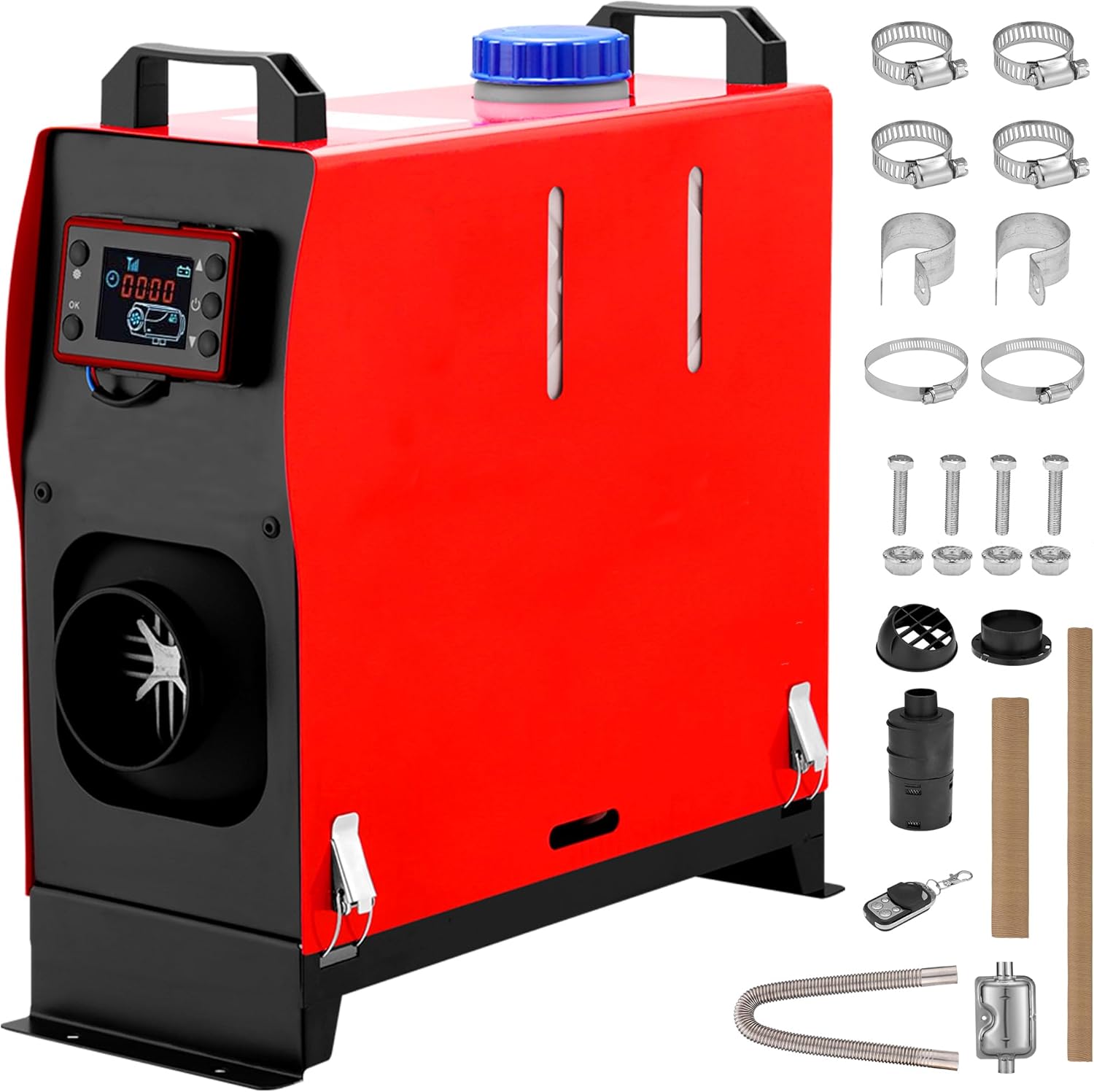Diesel Heater 8KW,All-in-One Diesel Air Heater, Portable Diesel Heater with LCD Monitor & Remote Control, Fast Heating for Tent, Car, RV, Truck, Camper, Trailer, Motorhome, Red