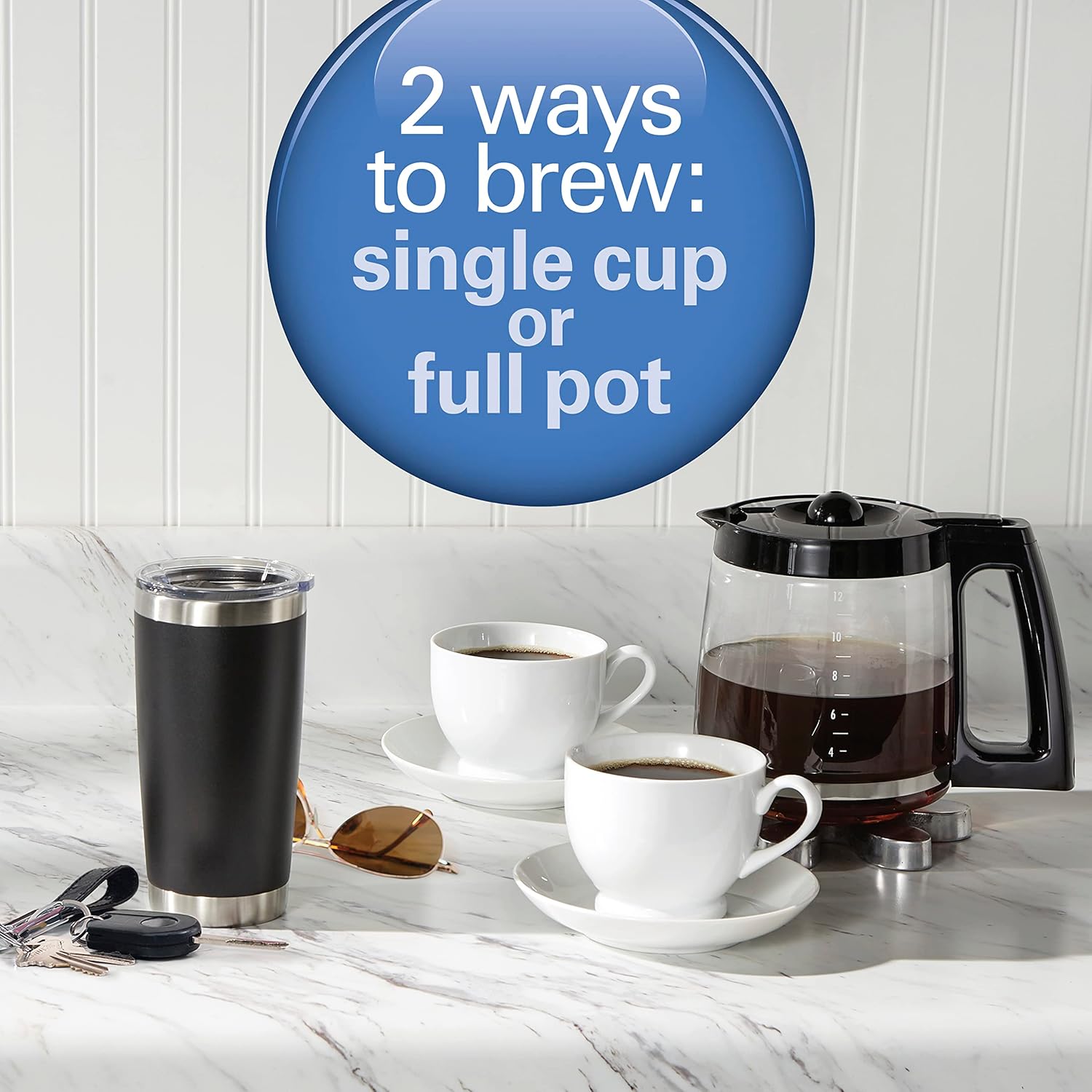 Hamilton Beach FlexBrew & 2-Way Programmable 12c Coffee Makers, Single Serve & 12 Cup, Compatible with K-Cup Pods or Grounds, Fast Brewing (49902, 49980R)