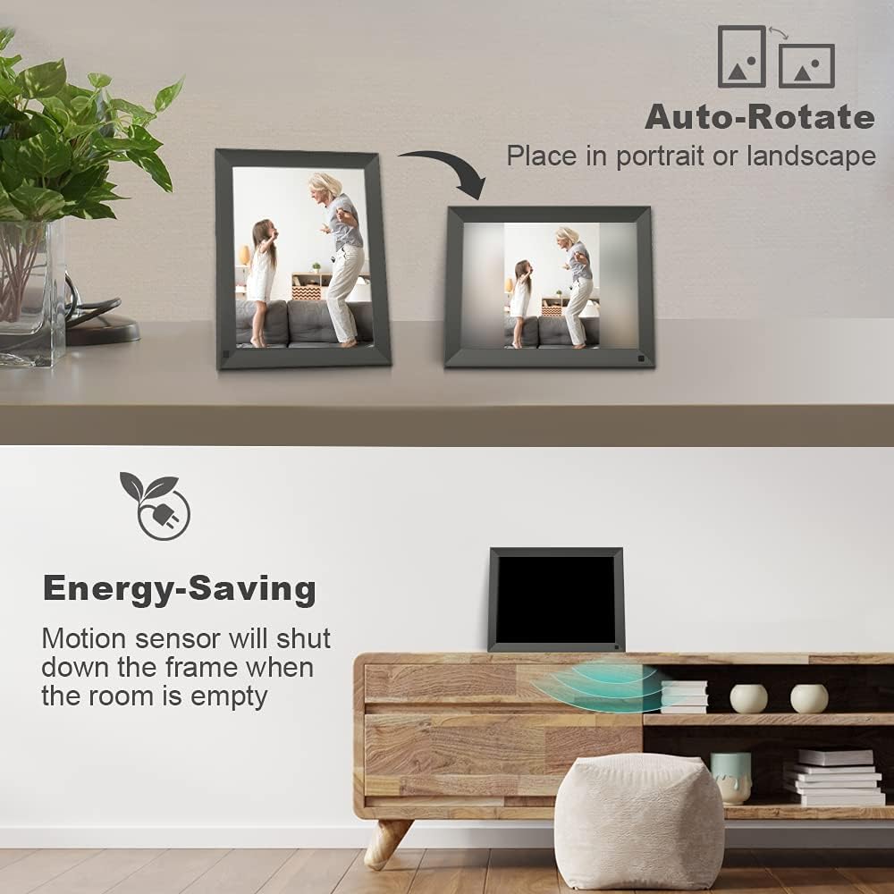 BSIMB Digital Picture Frame IPS Display, Wall-Mountable Electric Photo Frame with Remote Control, Place in Landscape&Portrait, Gift for Mother's Day
