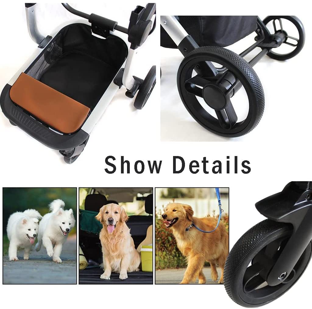 Upgraded for Small Medium Dogs Pet Stroller for Cats Dogs Separable Dog Cat Stroller Buggy Lightweight Folding Carrage 4 Wheel Travel, Grey a