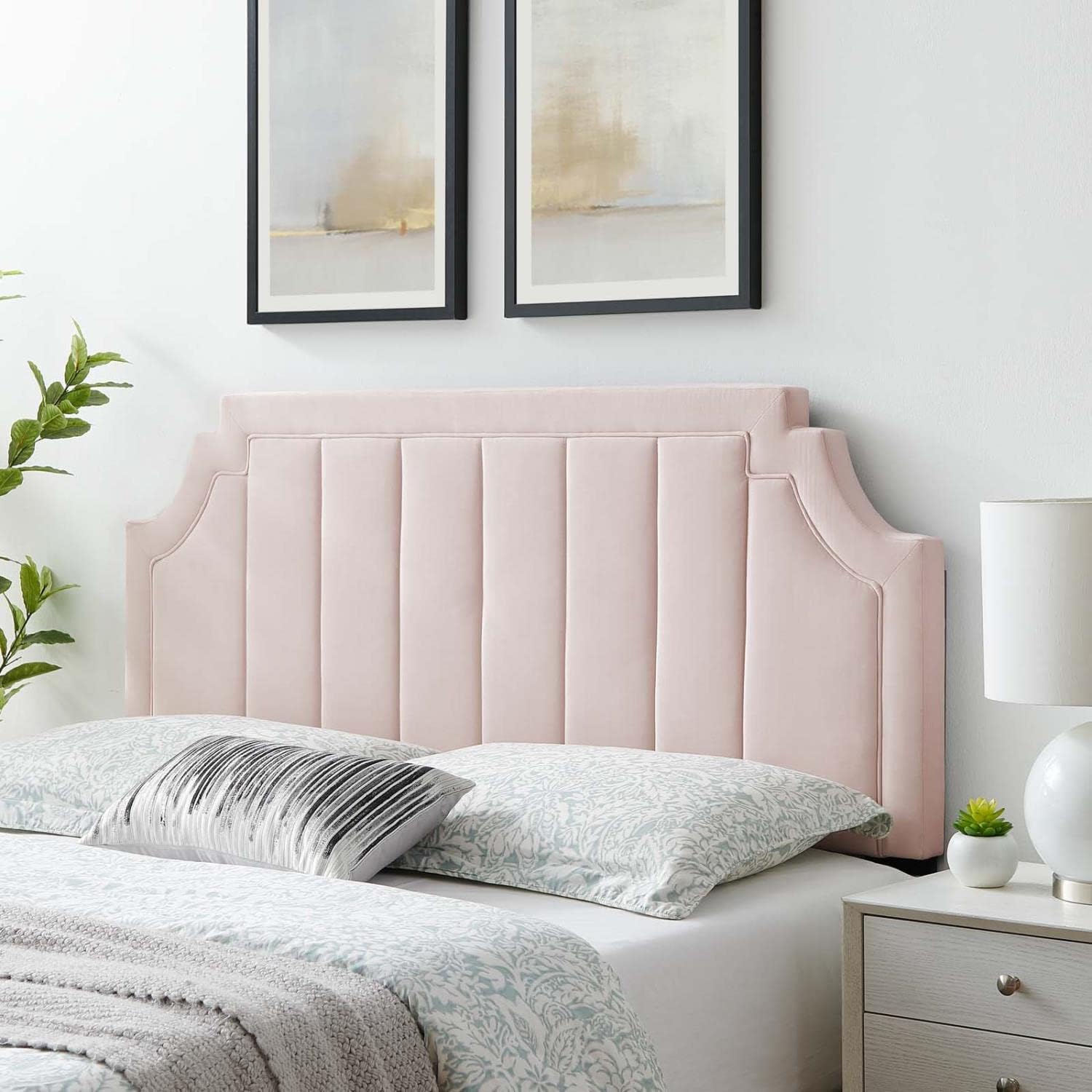 Alyona Channel Tufted Performance Velvet Headboard, ,